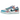 Nike SB Dunk Low Futura Laboratories Bleached Aqua sneakers i sidoprofil med flerfärgad ovandel och vit sula