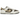 Nike Dunk Low Ironstone Sesame sneakers i en vinklad vy som visar ovandel i grå mocka, beige läderdetaljer och en brun yttersula.