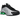 Nike Shox R4 Metallic Silver Green Shock sneakers sedd från sidan med glansig silverovandel, distinkta gröna Shox-dämpare och svarta detaljer