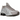 Nike Shox R4 Cave Stone sneakers i sidoprofil som visar den ikoniska stötdämpande Shox-sulan i silver och en ovandel i eleganta grå nyanser.