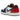 Jordan 1 Retro Low OG Howard University sneakers i vinkel med vit och röd ovandel, röda skosnören och klassisk sula