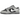 Nike Dunk Low Light Smoke Grey Anthracite sneakers i en vinklad vy med grå mockaöverdel, svart swoosh och vit mellansula
