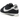 Nike Cortez Premium Black Sail sneakers sedd från sidan med svart läderöverdel, vit swoosh och en randig mellansula i vitt och svart