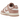 Nike Dunk Low Rose Whisper Gold Mini Swoosh sneakers i sidoprofil med ljusrosa och vita detaljer i läder samt guldfärgad mini swoosh