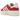 Adidas Gazelle Bold Red Cloud White sneakers sedda från sidan med röd mockaöverdel, vita läderränder och en tjockare platåsula i gummi.
