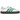 Adidas Sambae Cloud White Green sneakers i en vinklad vy med vit ovandel, gröna ränder och en distinkt tjock gummisula.