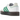 Adidas Sambae Cloud White Green sneakers i en vinklad profilvy med vit ovandel, gröna ränder, gummisula och detaljerad snörning.