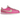 Nike Cortez Playful Pink sneakers i profilvinkel med en iögonfallande rosa ovandel, vit Nike Swoosh och en klassisk räfflad gummisula