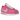Nike Cortez Playful Pink sneakers i sidoprofil med ovandel i rosa mocka, vit läderswoosh och vit mellansula med ränder.
