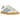 Adidas Gazelle Indoor Light Blue Floral sneakers från sidan med ljusblått blommönster, mockadetaljer och en klassisk brun gummisula