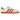 Adidas Samba OG White Solar Red Gum sneakers från sidan med vit ovandel, röda ränder och den klassiska bruna gummisulan
