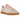 Adidas Gazelle Indoor Sandy Pink sneakers i sidoprofil, som visar ovandel i rosa mocka, vita ränder och en klassisk semitransparent gummisula