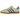 Adidas Gazelle Indoor Powder Yellow Royal Blue sneakers i sidoprofil med gul ovandel, blå läderränder och en genomskinlig gummisula.
