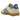 Adidas Gazelle Indoor Powder Yellow Royal Blue sneakers i sidoprofil med gul ovandel, blå adidas-ränder, gummisula och detaljer i mocka.
