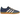 Adidas Gazelle Indoor Dark Blue Bliss Orange sneakers i profil med blå mockaöverdel, orangea ränder och en klassisk genomskinlig gummisula.