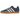 Adidas Gazelle Indoor Dark Blue Bliss Orange sneakers i profil med mörkblå ovandel i mocka, orangea ränder och en semitransparent gummisula