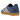 Adidas Gazelle Indoor Dark Blue Bliss Orange sneakers i profil med mörkblå mockaöverdel, orangea tre ränder och en klassisk brun gummisula