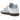 Adidas Samba White Clear Sky sneakers sedda från sidan med ovandel i vitt läder, ljusblå ränder och en klassisk yttersula i tuggummi-brun gummikvalitet.