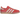 Adidas Gazelle Indoor Crew Red Alumina sneakers i sidoprofil med röd mockaovandel, ikoniska vita ränder och en genomskinlig brun gummisula.