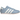Adidas Taekwondo Wonder Blue Off White Cloud White sneakers i vinklad profil med blå mocka, vit sula och tre vita signaturränder
