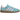 Adidas Handball Spezial Pulse Aqua Clear Pink sneakers från en vinklad sida, med ovandel i turkos mocka, rosa ränder och brun gummisula