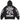 Supreme Warriors Applique Zip Up Hooded Sweatshirt Black i frontvy med huva, dragkedja, stora logodetaljer på bröstet och svart textildesign.