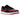 Jordan 1 Retro Low OG Banned sneakers i vinkel med röd och svart läderöverdel, svarta skosnören och vit mellansula