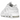 Nike Air More Uptempo Low Triple White sneakers i vinklad vy med vit laderandel, stora 'AIR' bokstaver och vit sula