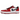 Jordan 1 Low Golf Spiked Varsity Red White Black sneakers i vinkelad vy med röd och vit läderöverdel samt svarta skosnören