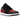 Jordan 1 Low Bred Twist sneakers i vinkelvy med svart och röd läderöverdel, röda skosnören och vit mellansula