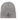 Supreme Crest Beanie Grey sneakers framifrån av grå mössa med vitt broderat Supreme Crest-logotyp och klassisk ribbstickad design