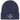Supreme Crest Beanie Navy sneakers framifrån med en mörkblå stickad mössa och en broderad vit och röd Supreme-logotyp