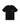 Stussy Tee Black sneakers sett framifrån, en enkel svart t-shirt med den klassiska vita Stüssy-logotypen tryckt på bröstet i en ledig passform