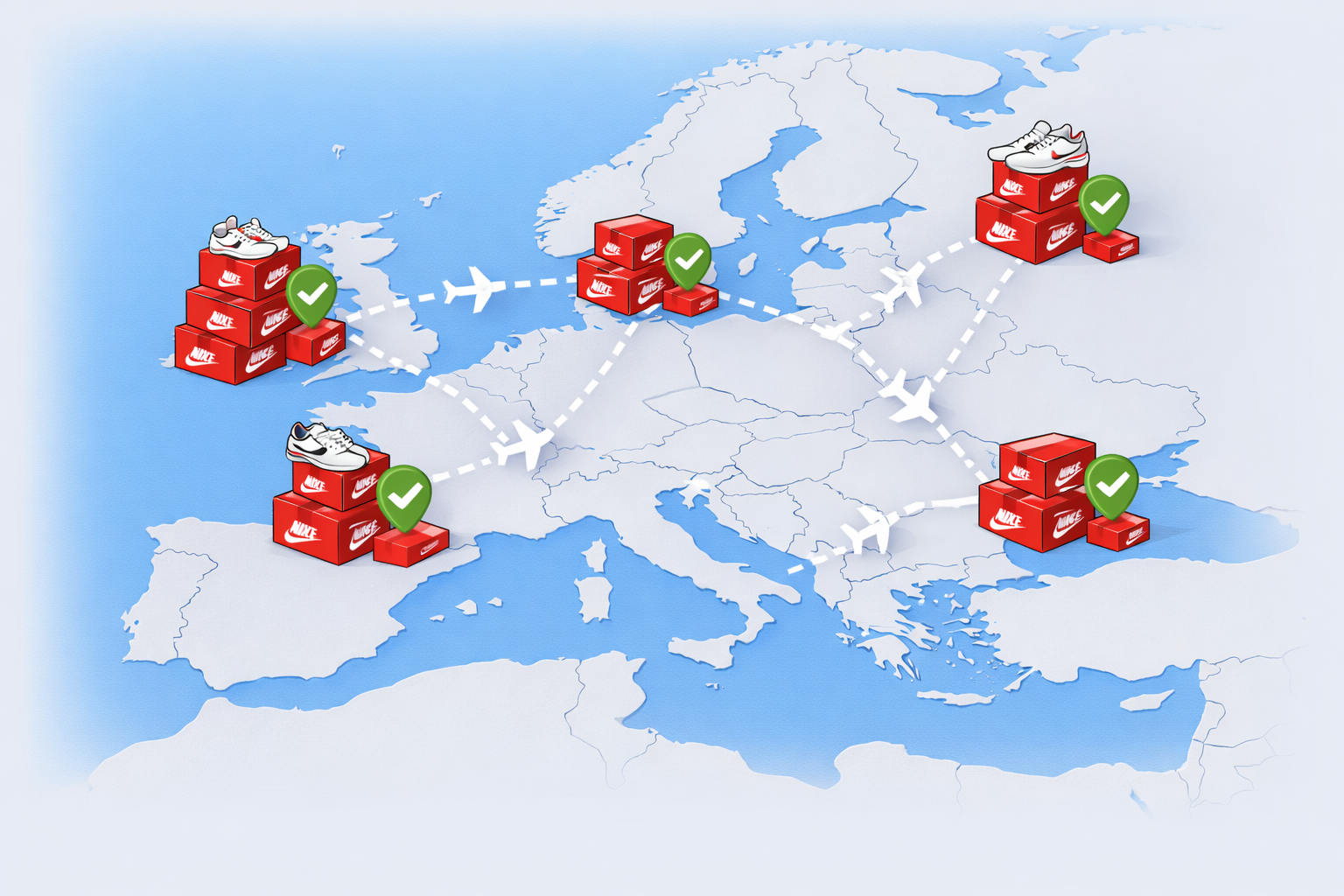 Nätverk av återförsäljare i Europa